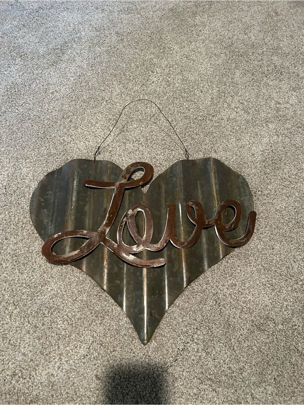 Rustic Metal 'Love' Heart Wall Decor - Brown / Dark Gray